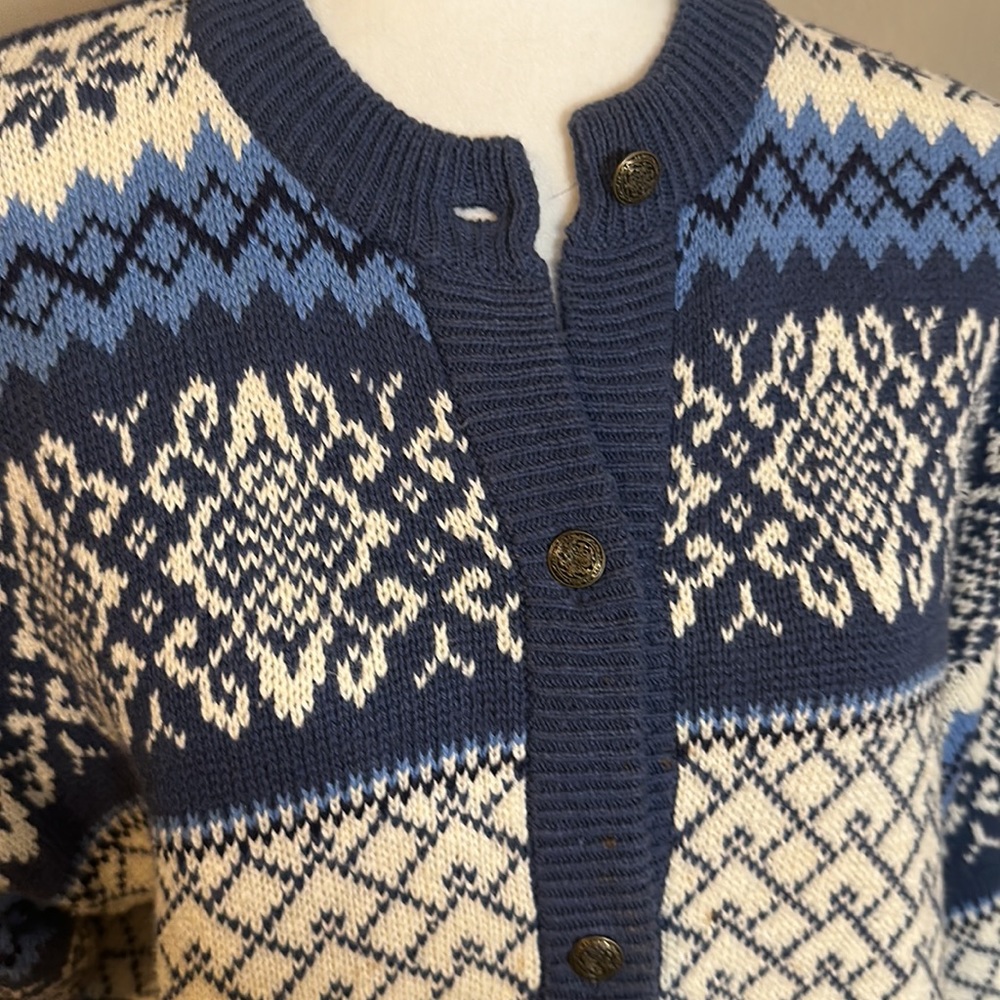 Vintage Hand Knit Chunky Oversized Cardigan Grandpa/Grandma Sweater-Roomy Size S